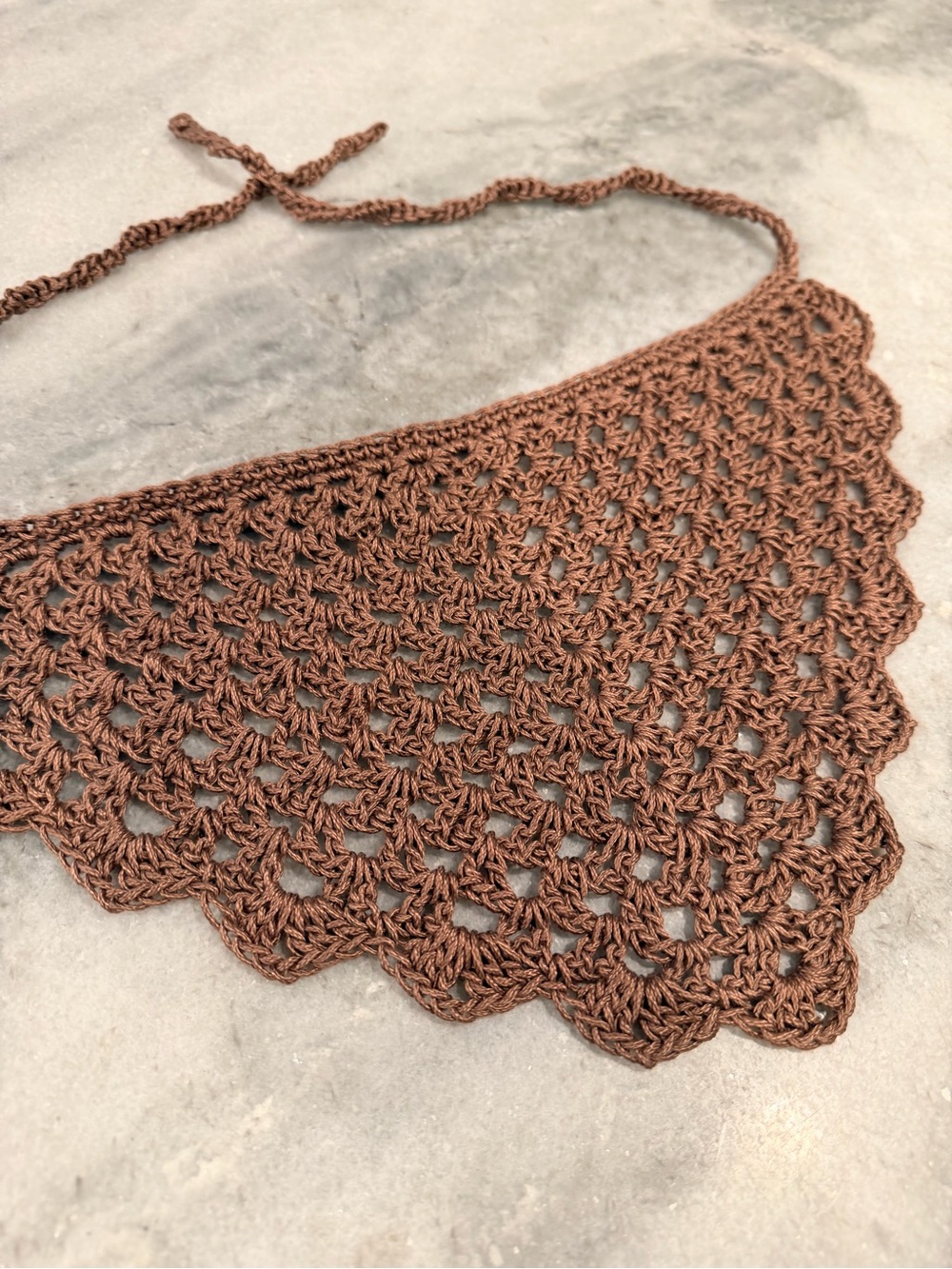 Handmade Crochet Bandana Head Scarf Cotton Boho Triangle Wrap Fest Cottagecore